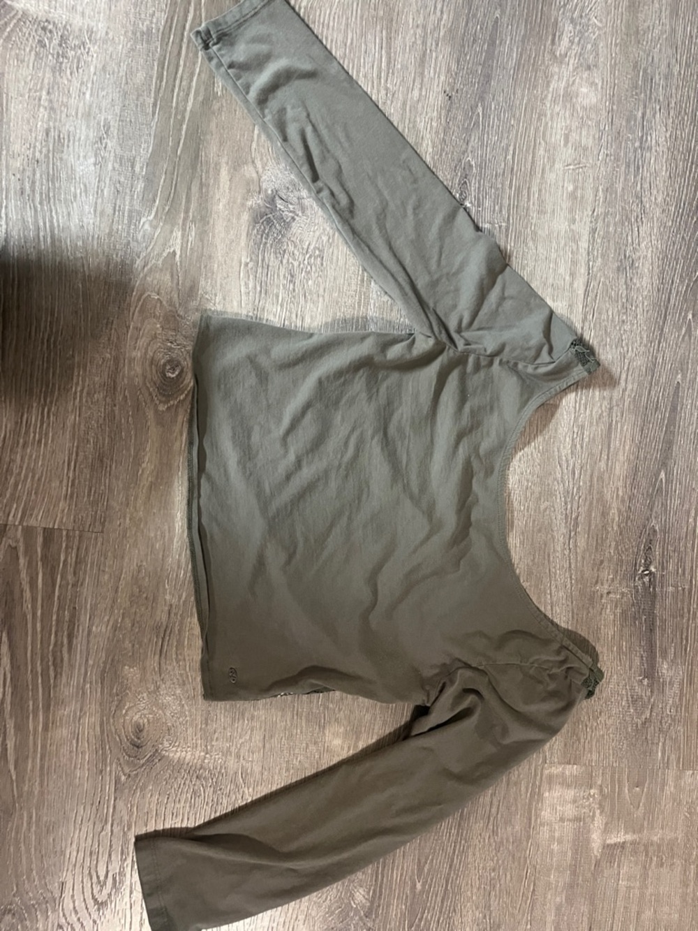 American Eagle Outfitters Olive Scoop Neck Long-Sleeve Top